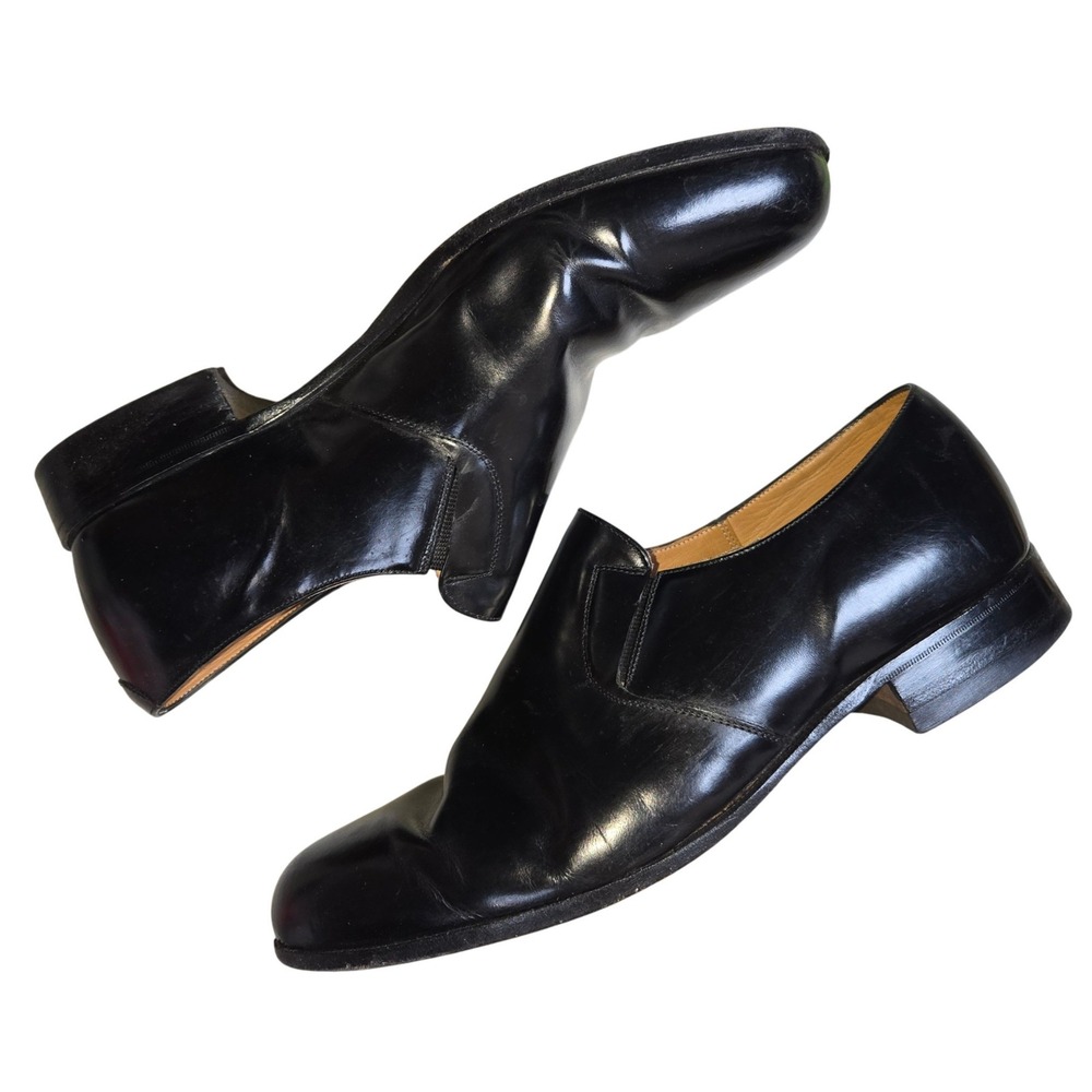 Hitchcock Wide Shoes for Men Black Leather Slip On Loafers Dress Shoes Size 6E